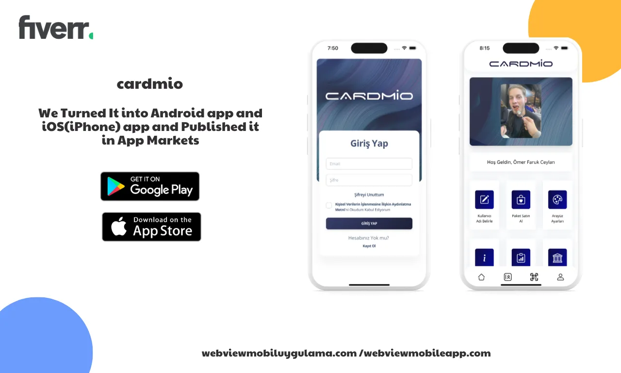 cardmio ios ve android webview mobil uygulama